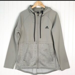 Adidas Gray Full Zip Jacket With Hoodie